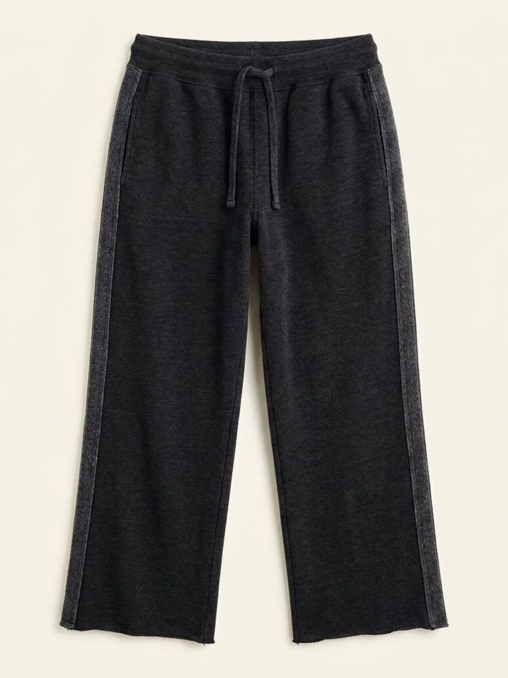 Boxercraft Womens Wide Leg Cropped Drawstring Pants Comfy Knit Dark Gray L